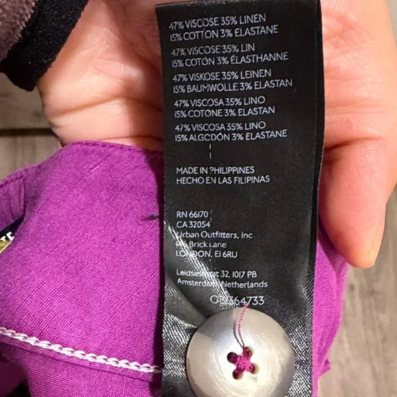 Anthropologie Maeve The Colette Pant Linen Wide Leg Trouser Purple Ankle Sz: 31 - Picture 4 of 10